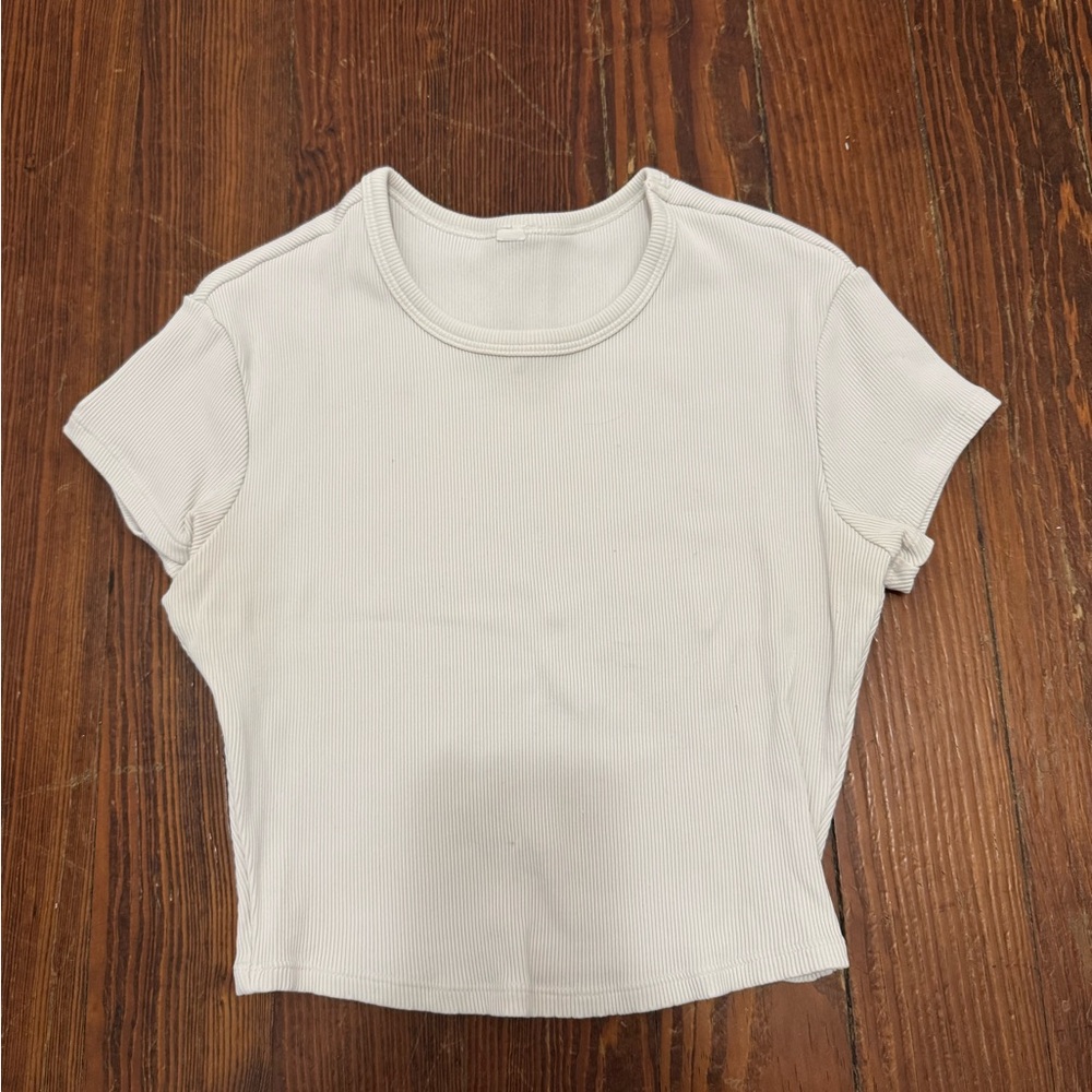 Alo White Ribbed Women's Top